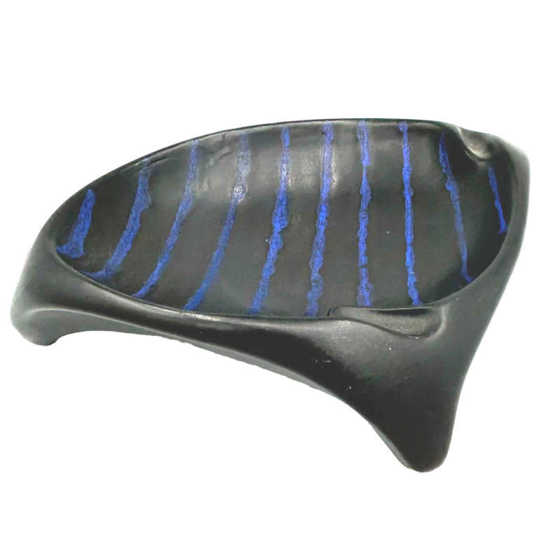Kalahari Pottery Bowl Black With Blue Stripe