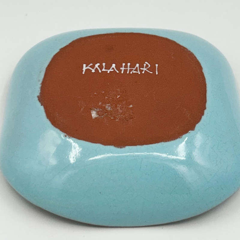 Kalahari Pottery Bowl With Blue Painted Crackle Glaze