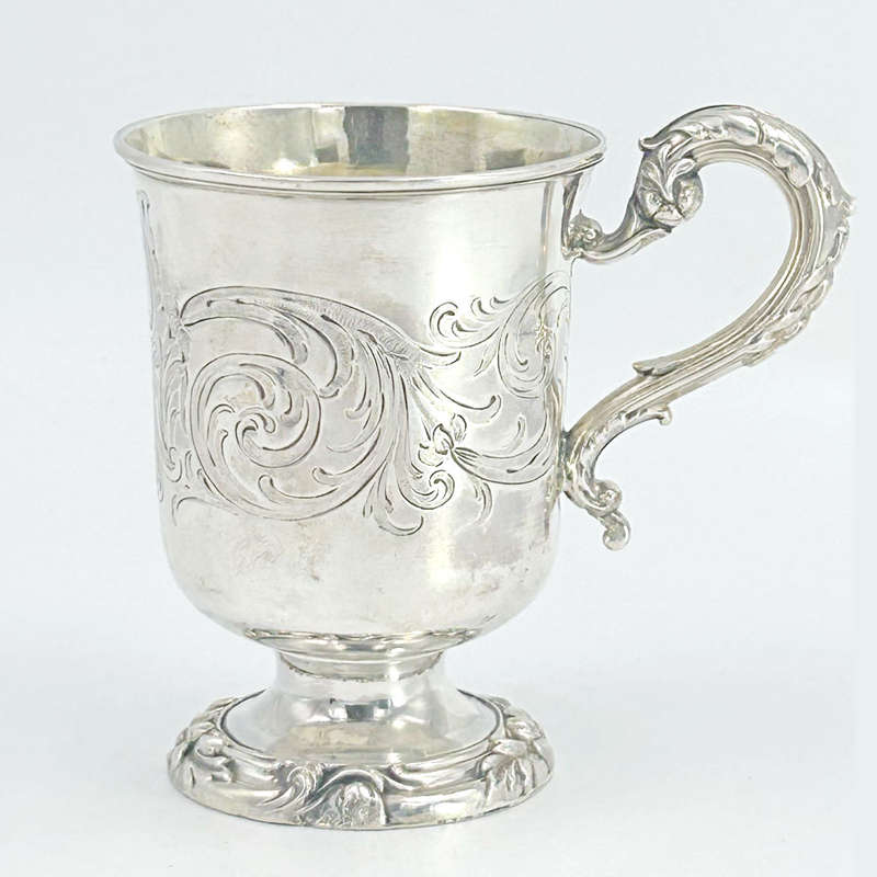 London 1840 Hallmarked Silver Christening Mug Henry Wilkinson