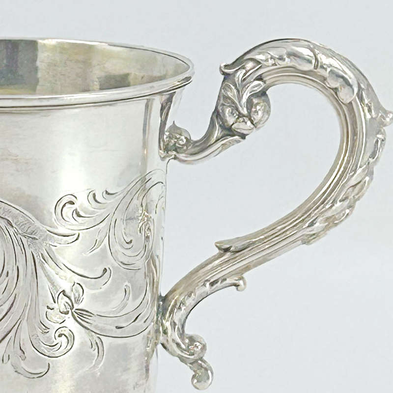 London 1840 Hallmarked Silver Christening Mug Henry Wilkinson