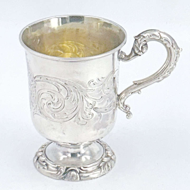 London 1840 Hallmarked Silver Christening Mug Henry Wilkinson