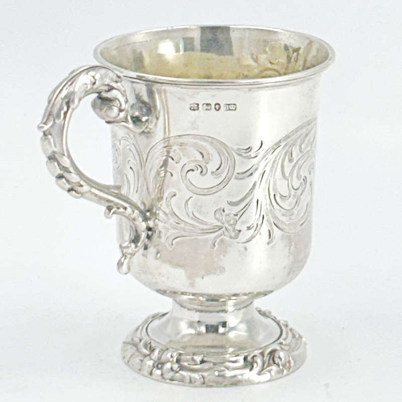 London 1840 Hallmarked Silver Christening Mug Henry Wilkinson