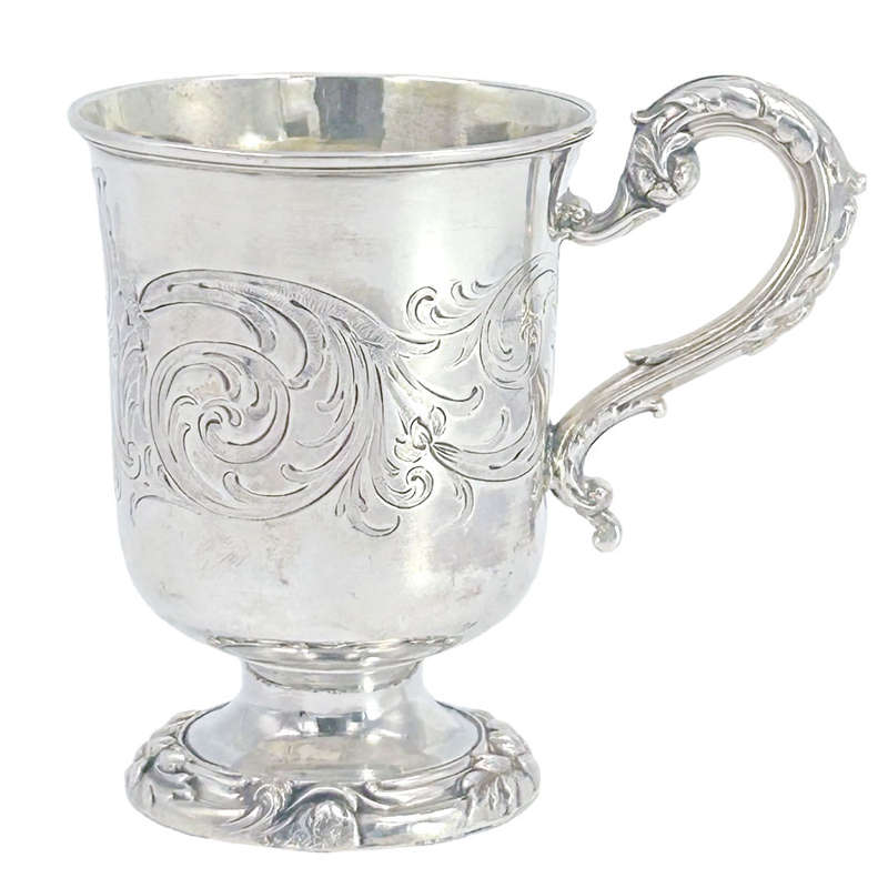 London 1840 Hallmarked Silver Christening Mug Henry Wilkinson