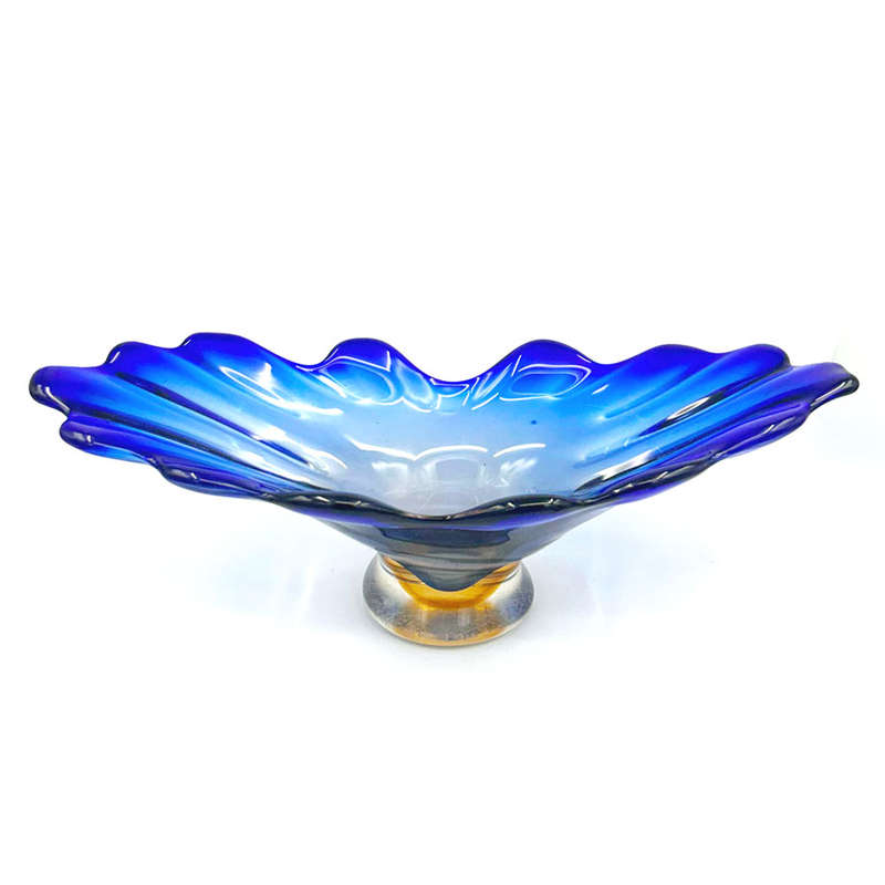 Murano Large Blue To Clear Glass Centre Piece 20th