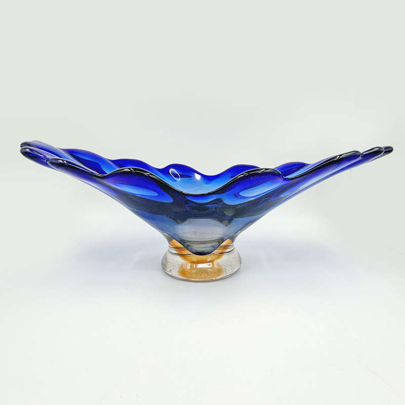 Murano Large Blue To Clear Glass Centre Piece 20th