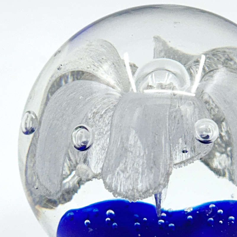 Murano Large White Flower Art Glass Paperweight  20th