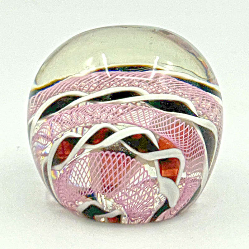 Murano Latticino  Art Glass Paperweight Toso 1960