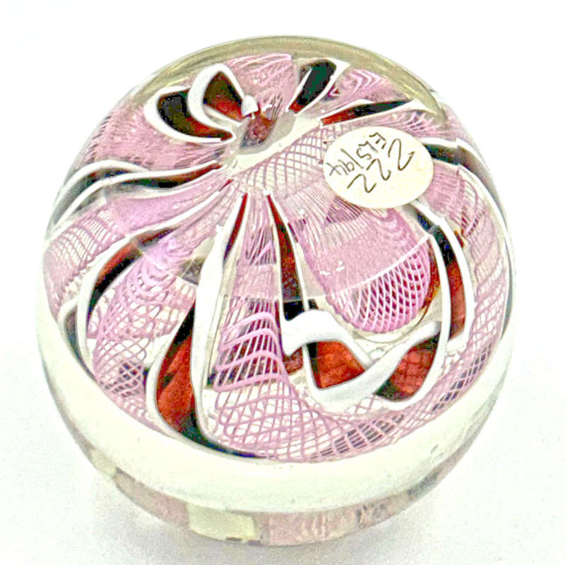 Murano Latticino  Art Glass Paperweight Toso 1960
