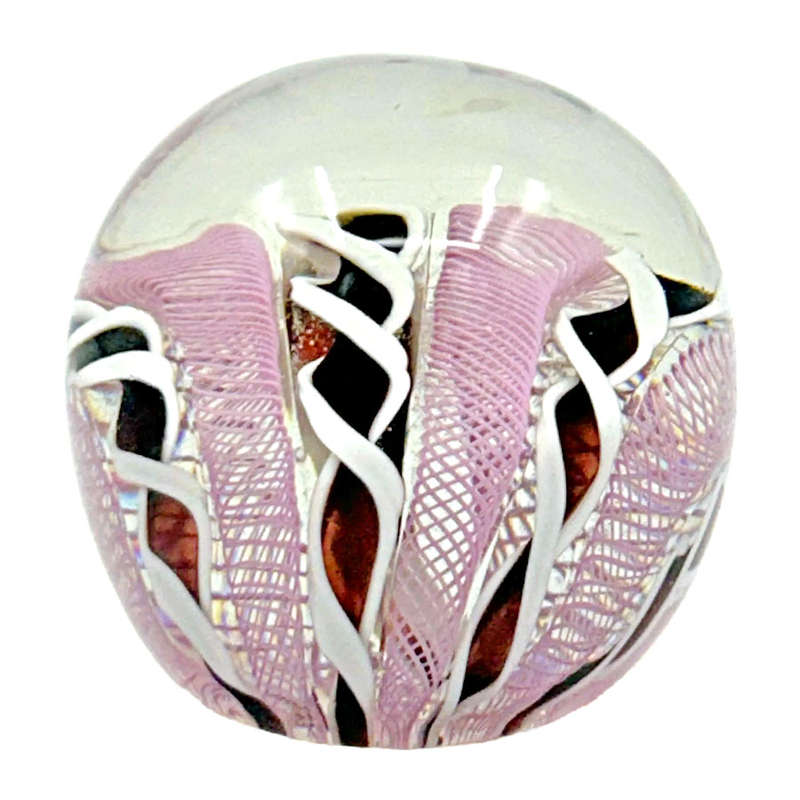 Murano Latticino  Art Glass Paperweight Toso 1960