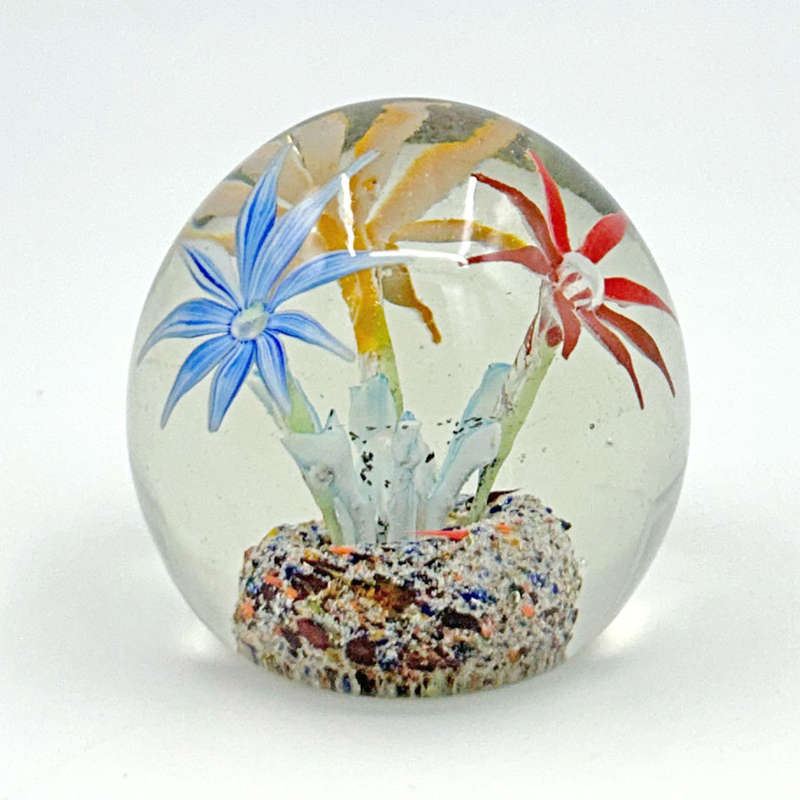 Murano Floral Art Glass Paperweight 20th