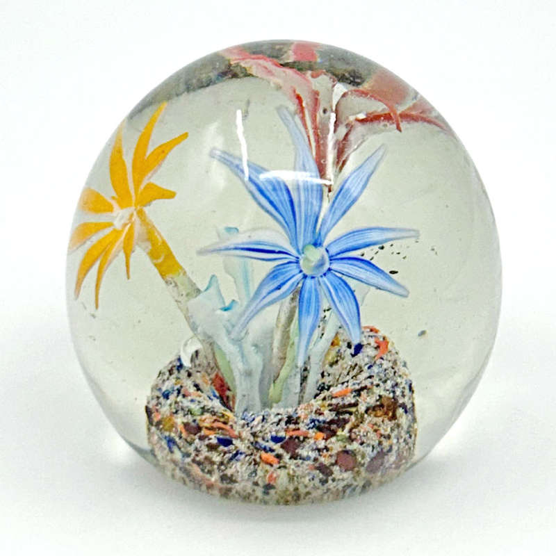 Murano Floral Art Glass Paperweight 20th