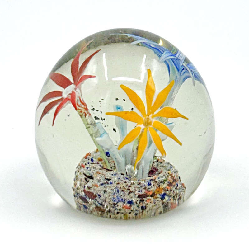 Murano Floral Art Glass Paperweight 20th
