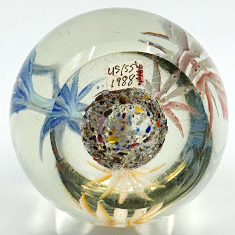 Murano Floral Art Glass Paperweight 20th