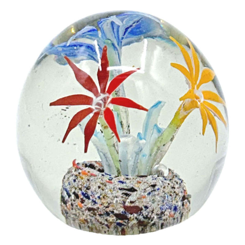 Murano Floral Art Glass Paperweight 20th