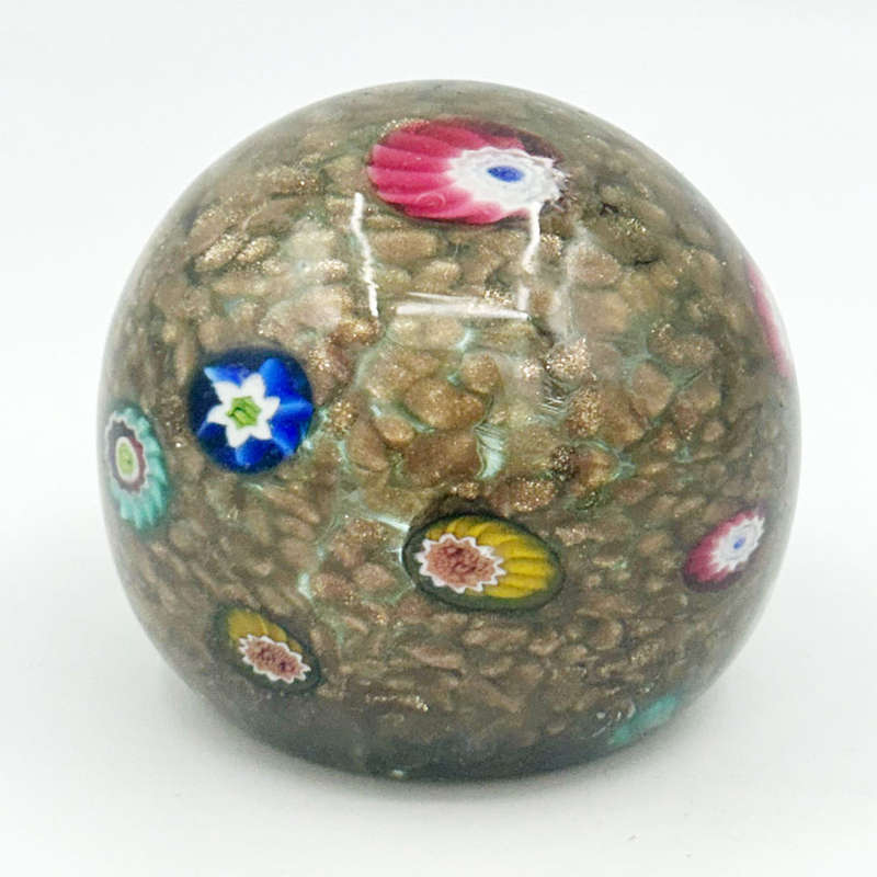 Murano Millefiori Art Glass Paperweight Toso 20th