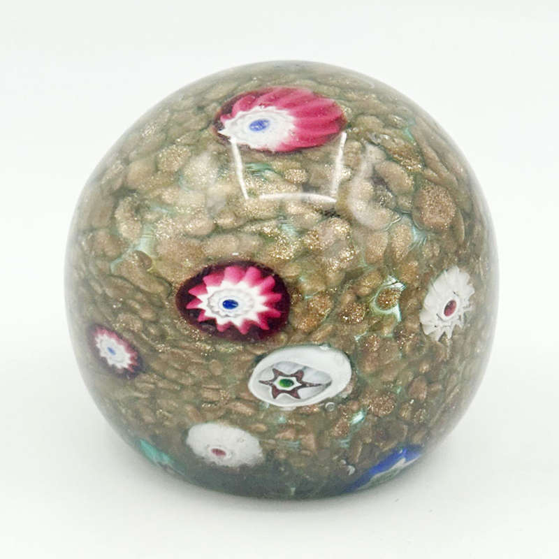 Murano Millefiori Art Glass Paperweight Toso 20th