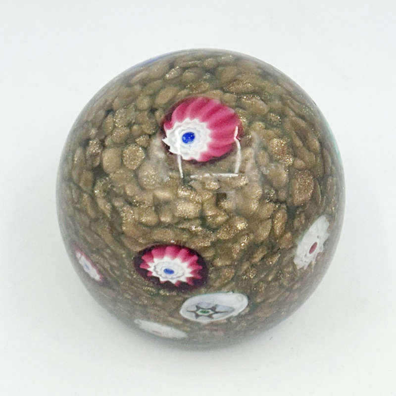 Murano Millefiori Art Glass Paperweight Toso 20th