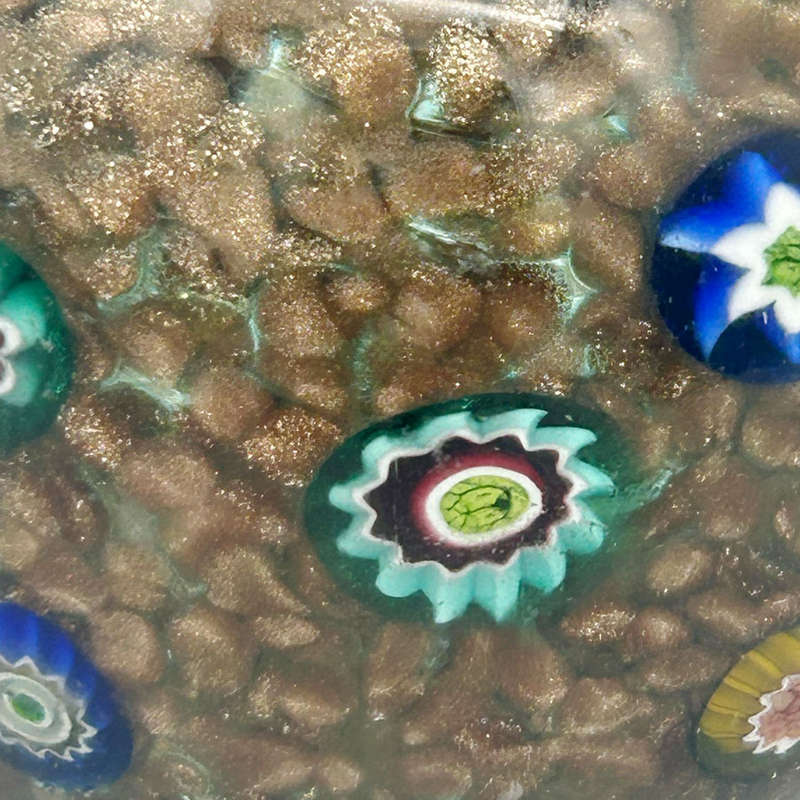 Murano Millefiori Art Glass Paperweight Toso 20th