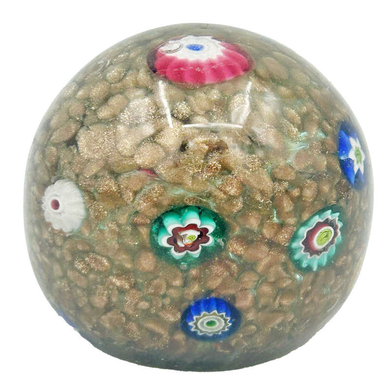 Murano Millefiori Art Glass Paperweight Toso 20th