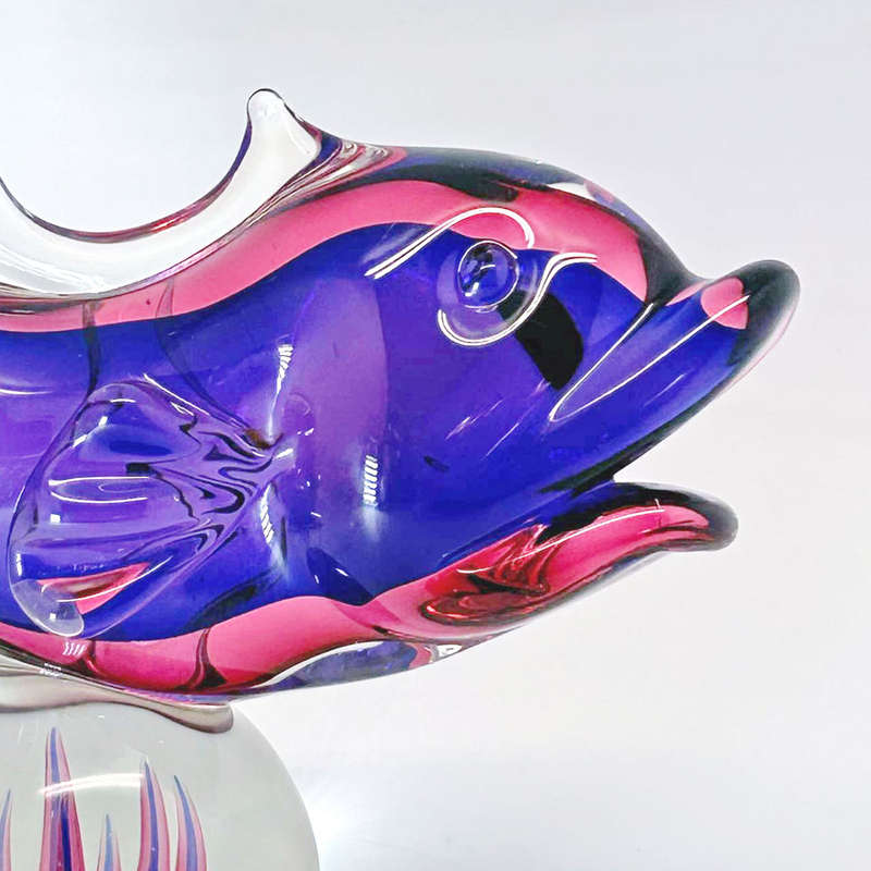 Murano Purple Red Fish On A Ball Of Sea Weed 20th