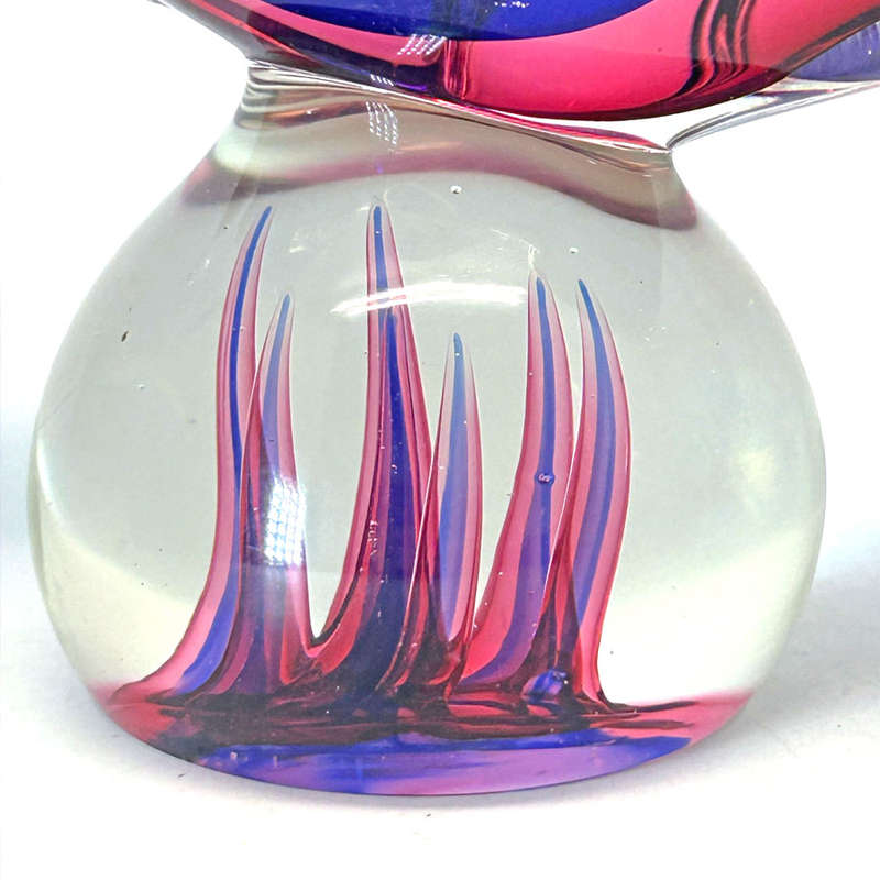 Murano Purple Red Fish On A Ball Of Sea Weed 20th