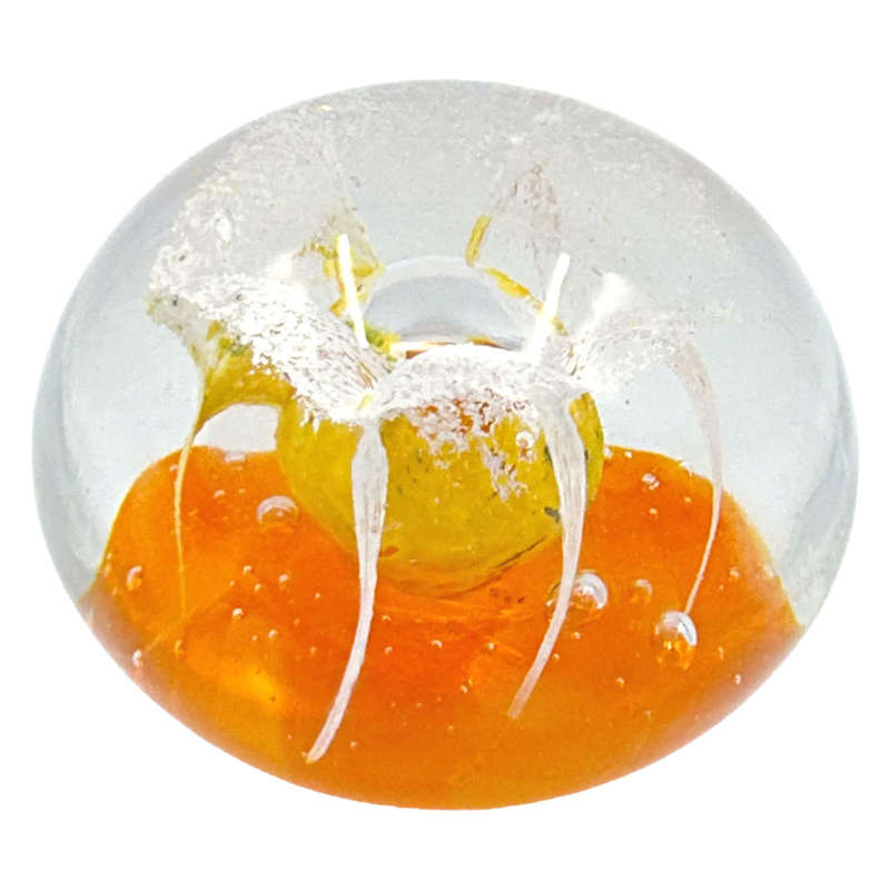 Murano Yellow Flower Art Glass Paperweight 20th