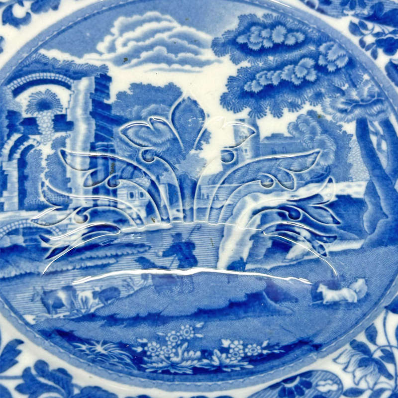 Rare Copeland Spode Blue Italian Hors D'oeuvre Plate