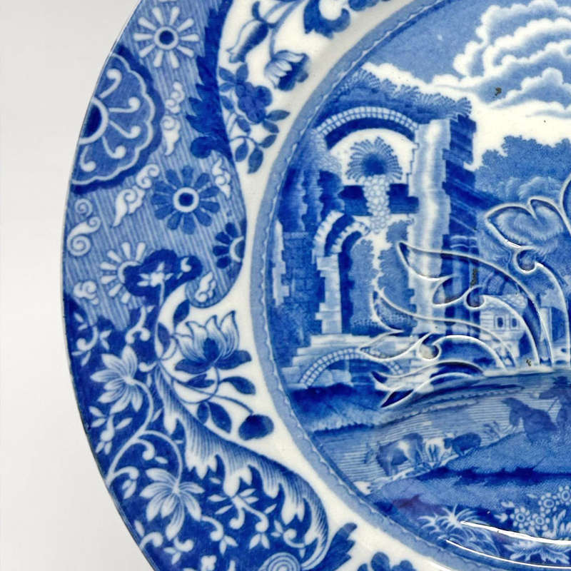 Rare Copeland Spode Blue Italian Hors D'oeuvre Plate