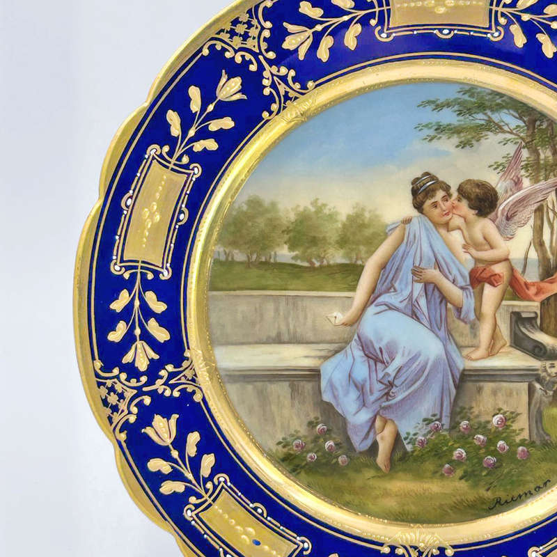 Royal Vienna Porcelain Cabinet Plate Signed Riemor Toh Liebe Dich 19th