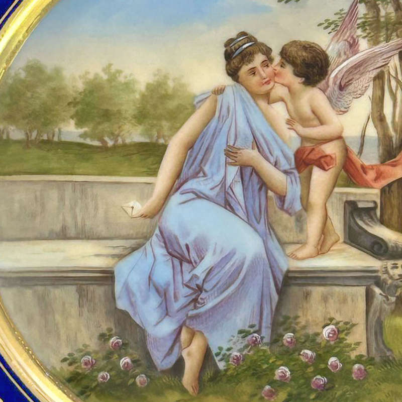 Royal Vienna Porcelain Cabinet Plate Signed Riemor Toh Liebe Dich 19th