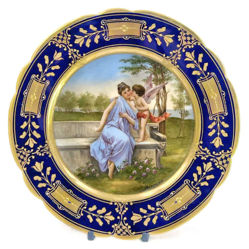Royal Vienna Porcelain Cabinet Plate Signed Riemor Toh Liebe Dich 19th