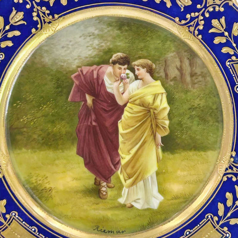 Royal Vienna Porcelain Cabinet Plate Signed Riemor Constantino 19th