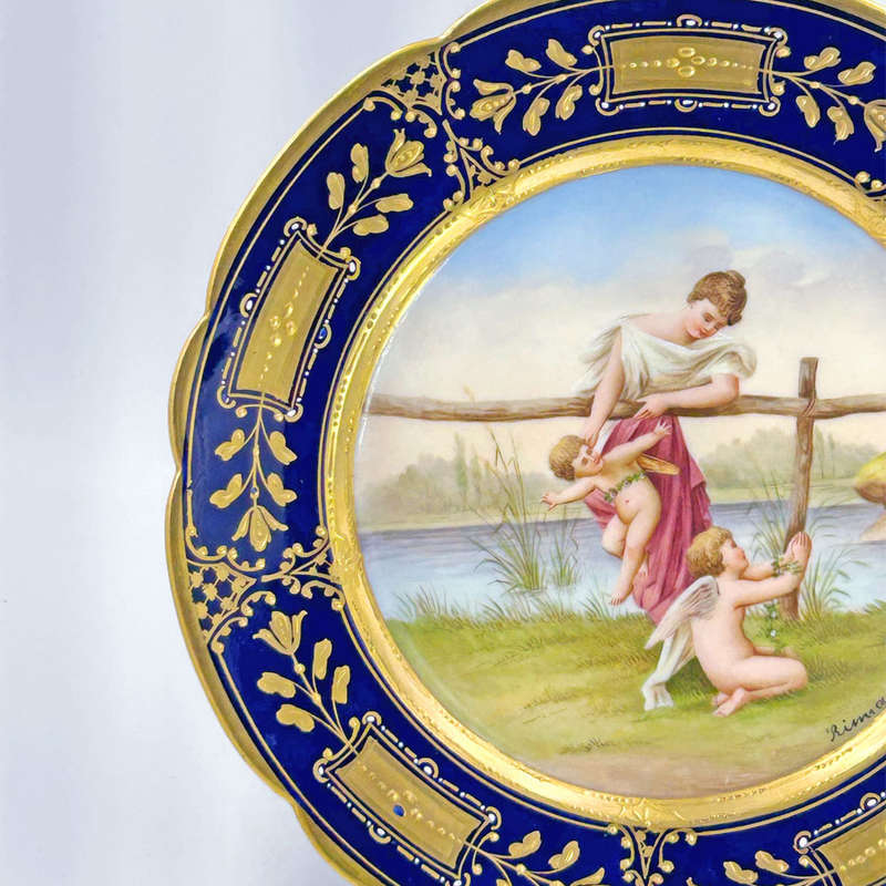 Royal Vienna Porcelain Cabinet Plate Signed Riemor Gefangen 19th