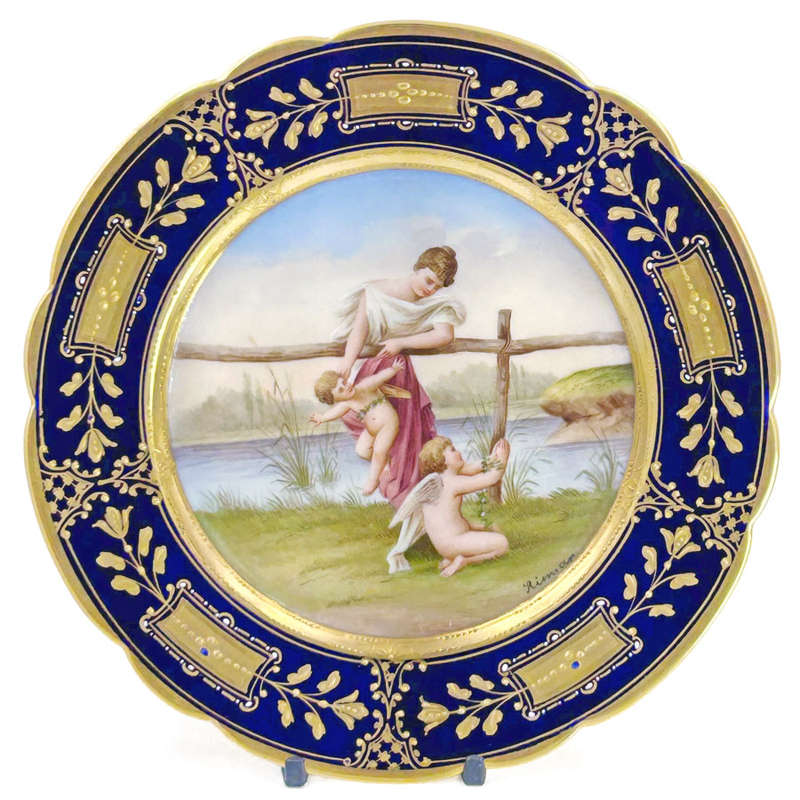 Royal Vienna Porcelain Cabinet Plate Signed Riemor Gefangen 19th