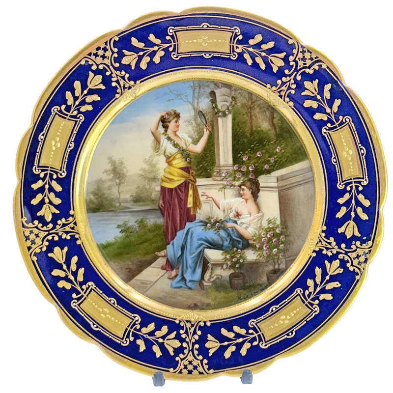 Royal Vienna Porcelain Cabinet Plate Signed Riemor Der Sommer 19th