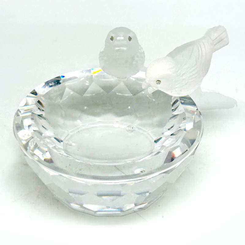 Swarovski Crystal Birds At Birdbath 010229
