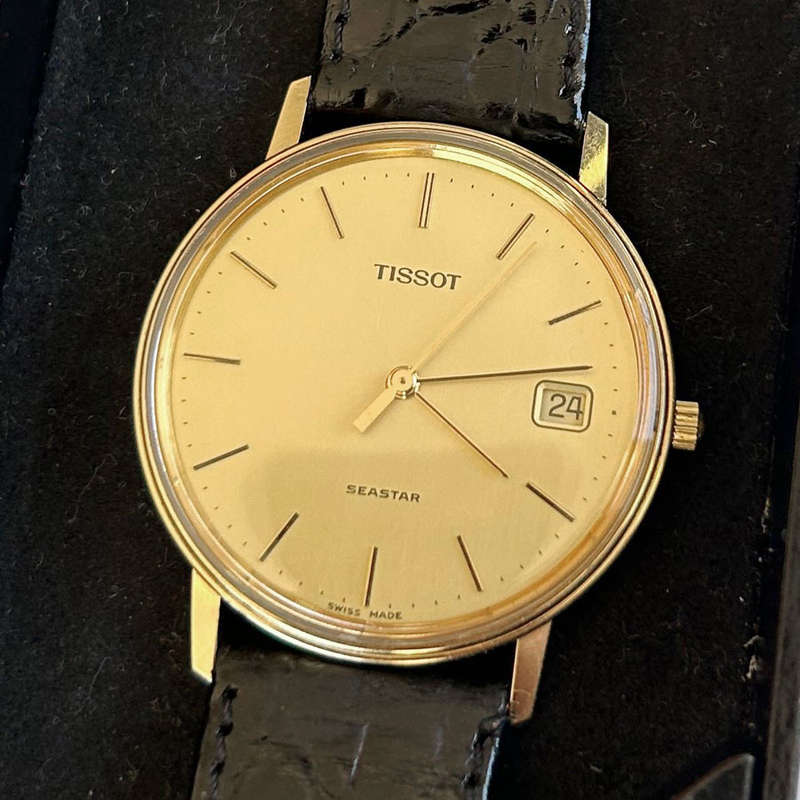 14ct Tissot Men's Seastar Quartz Champagne Dial 1990s