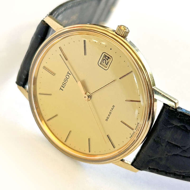 14ct Tissot Men's Seastar Quartz Champagne Dial 1990s