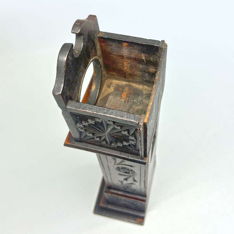 Antique Pocket Watch Wooden Stand In Form Of A Grandfather Clock 19th