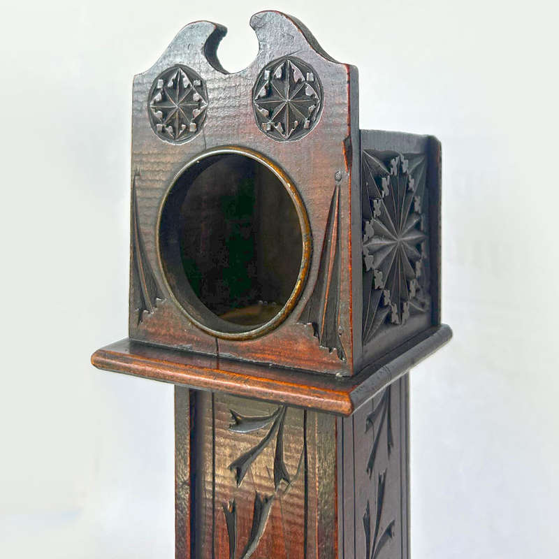 Antique Pocket Watch Wooden Stand In Form Of A Grandfather Clock 19th