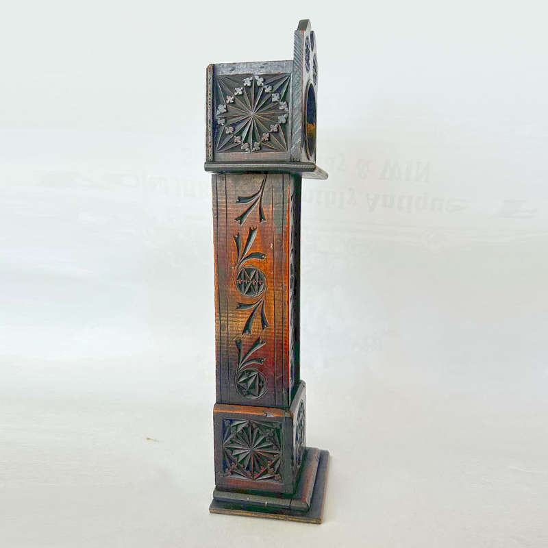 Antique Pocket Watch Wooden Stand In Form Of A Grandfather Clock 19th