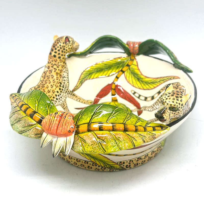 Ardmore Hand Painted Leopard  Bowl Sabelo 2008