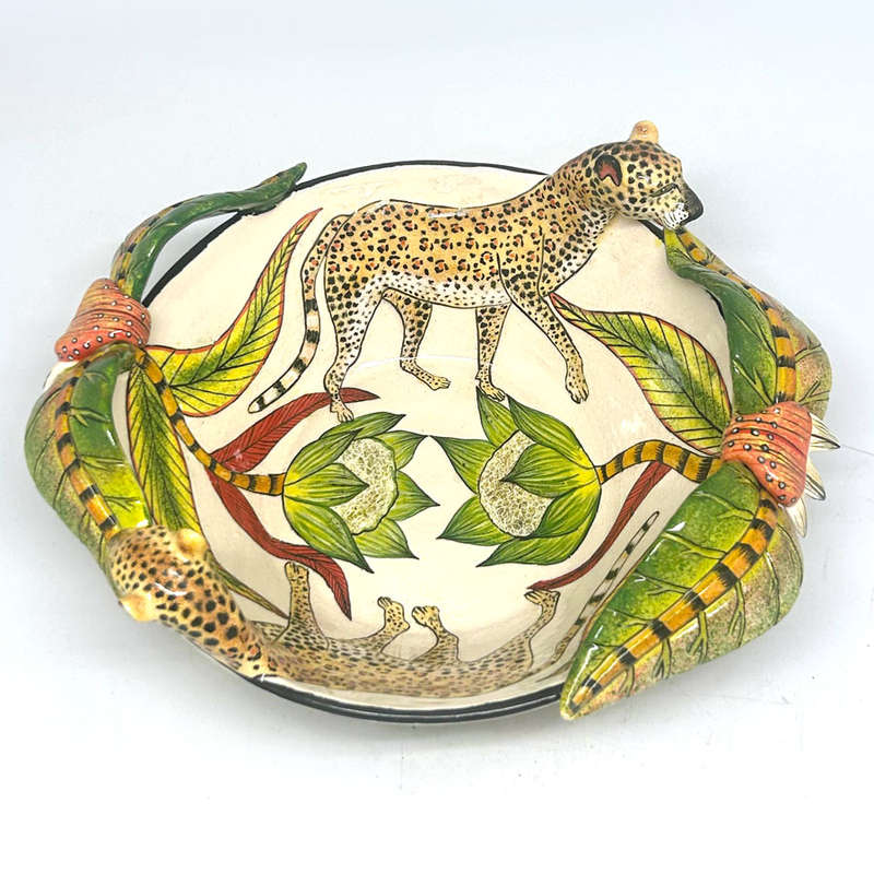 Ardmore Hand Painted Leopard  Bowl Sabelo 2008