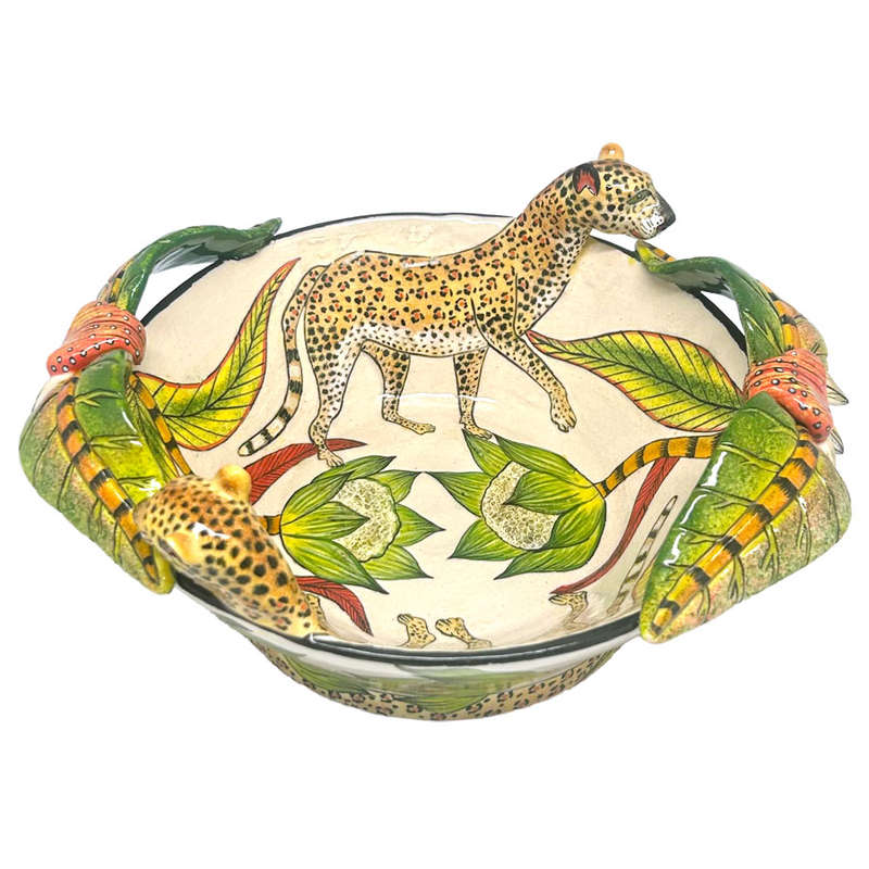 Ardmore Hand Painted Leopard  Bowl Sabelo 2008