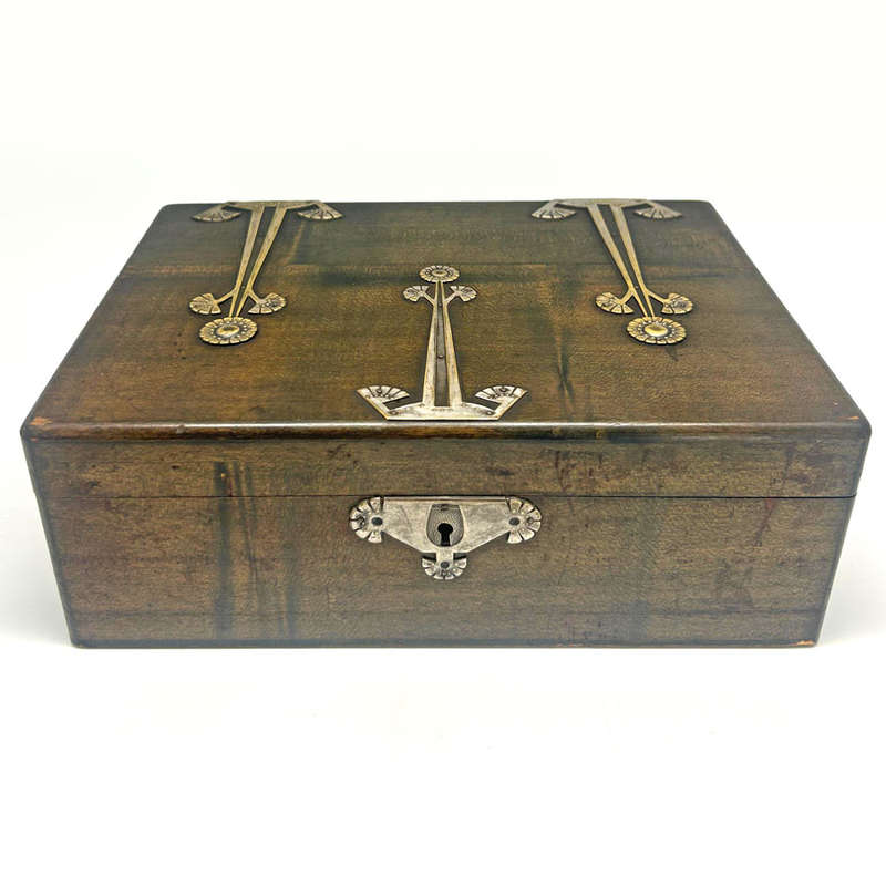 Art Nouveau Jugendstil Metal Mounted  Box
