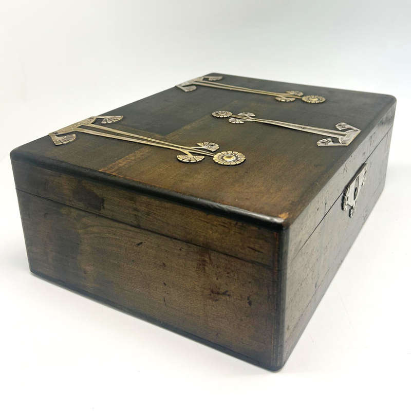 Art Nouveau Jugendstil Metal Mounted  Box