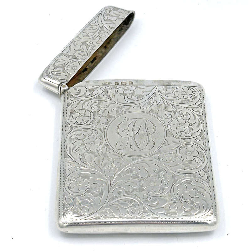 Hallmarked Silver Calling Card Case Birmingham 1910