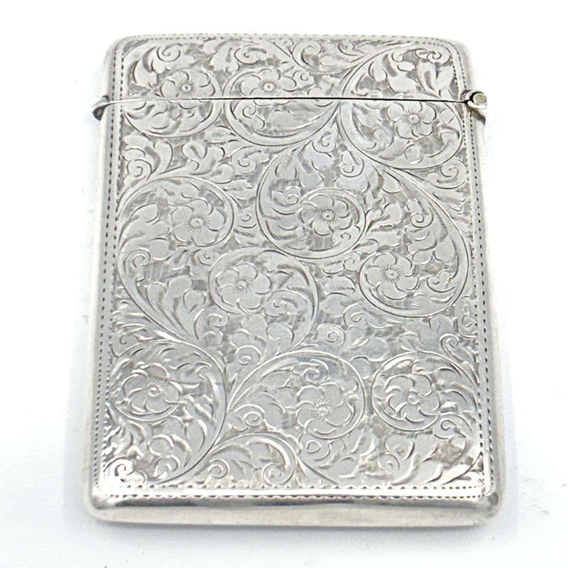 Hallmarked Silver Calling Card Case Birmingham 1910