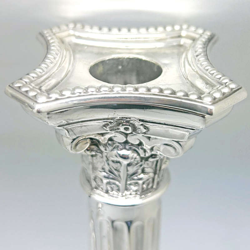 Hallmarked Silver Pair Candlesticks Birmingham 1902
