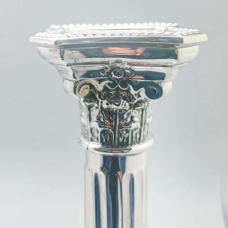 Hallmarked Silver Pair Candlesticks Birmingham 1902